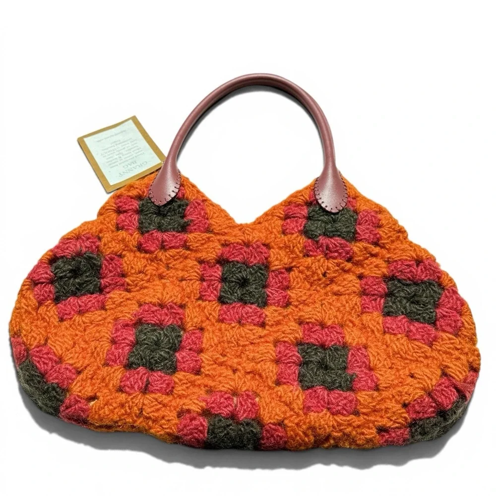 Hand Crocheted Square Handbag Granny core Cottagecore Coquette Boho Festival Y2K